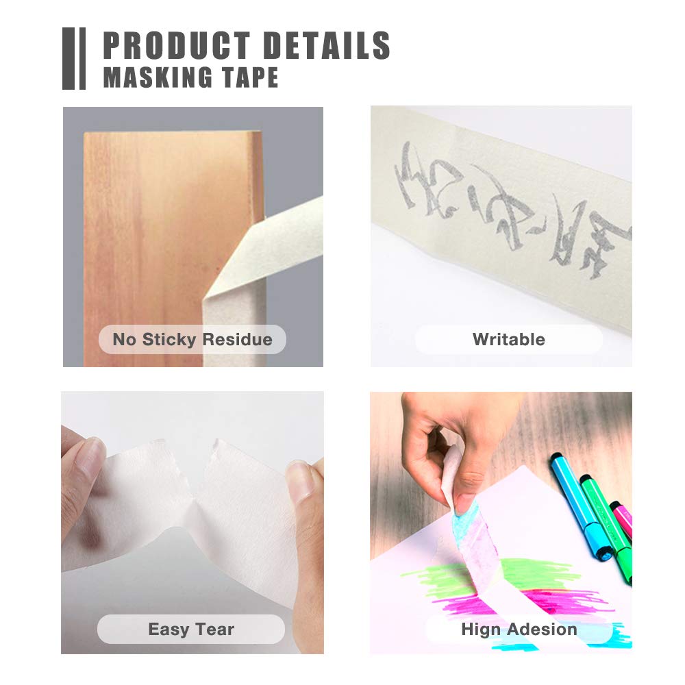 Premium Industrial Grade Masking Tape, 1.88"x 60yd, Multi-Purpose Tape Best for Decorating, Painting, Arts and Crafts (1.88"x60yd Pack of 1, White): Industrial & Scientific