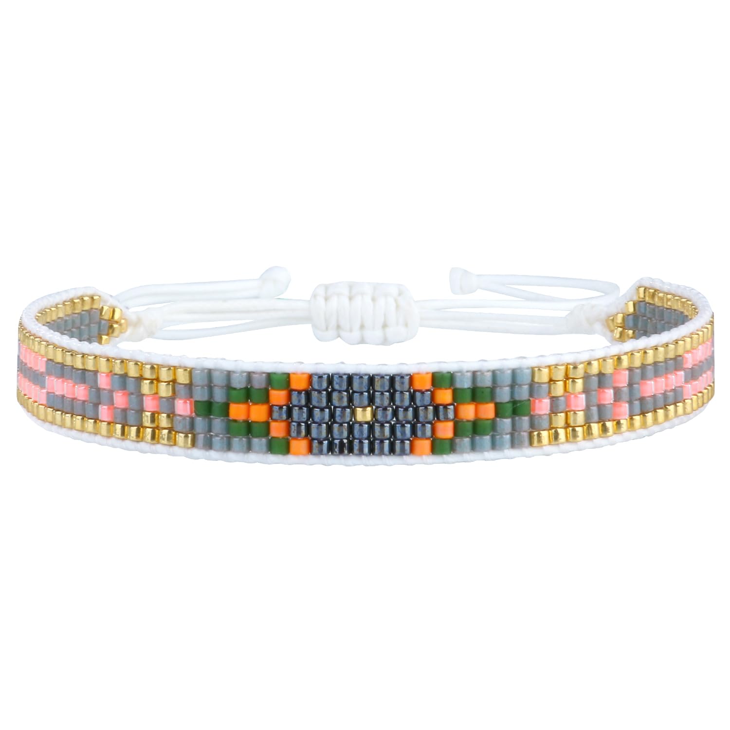 KELITCH Crystal Nail Miyukyi Beads Wax Rope Bracelets Friendship Bracelets for Women New Summer Charm Bracelets (Colorful 3P)