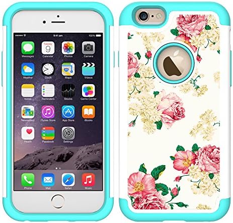 iPhone 6 Case, UrSpeedtekLive iPhone 6s Cases [Shock Absorption] Dual Layer Heavy Duty Protective Silicone Plastic Cover Case for iPhone 6/6s - Flower 2