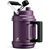 POWCAN 64 oz Insulated Water Jug, 2-in-1 Straw Spout Lid, Dual Handle, Leakproof, Keep Cold 48H, Half Gallon Stainless Steel Water Bottle for Daily, Hydration, Picnic, Travel, Gym, Workout (Burgundy)