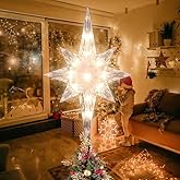 Christmas Tree Topper,Bethlehem Star Tree Topper Warm Lights, Bethlehem Star Christmas Tree Decoration for Christmas Holiday Home Fit for General Size Xmas Tree, 12.9inch