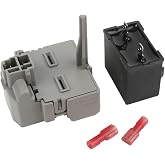 2319792 W10197428 W10189190 TSD2 Overload and Start Relay &amp; Compressor Run Capacitor by Seentech - Compatible with Whirlpool Kenmore Refrigerators &ndash; Replaces: 2264017 W10662129 (Pack 1)