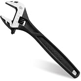 WORKPRO 8" Adjustable Wrench, Black Oxide Finish, Cr-V Steel | SAE &amp; Metric Scales, Smooth Adjustment, Ergonomic Grip for DIY, Auto Repair, Plumbing and Home Repairs