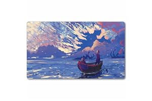 bozzhen Board Game TCG Playmat Tabletop Card Playmat MTG RPG CCG Trading Card Game Play mats Smooth Cloth Surface Rubber Base with Stitched Edges Original Play Mat Art Designs 24X14inch-fantasy Lake