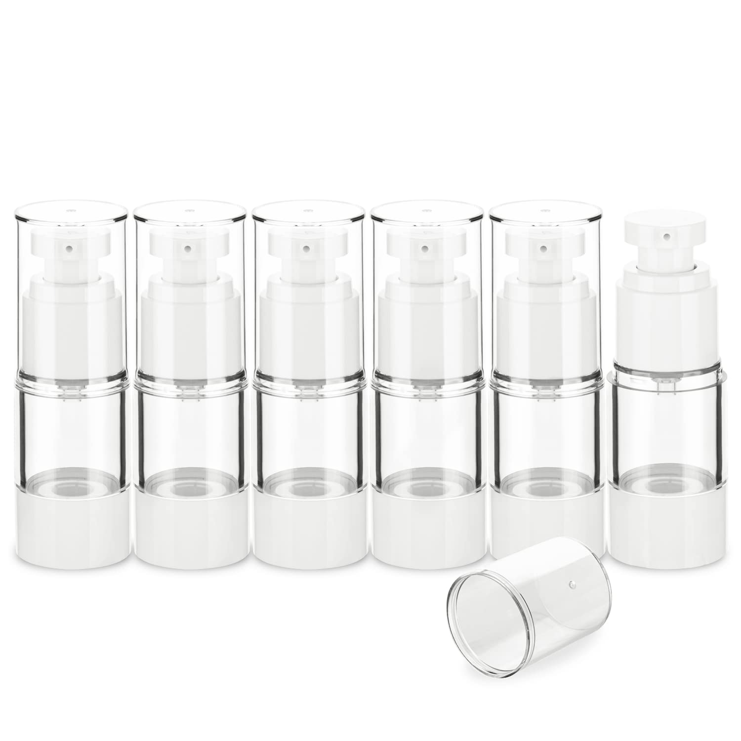 Photo 1 of IFDGCTK 0.5OZ/15ML Clear Airless Pump Bottles, Lotion Dispenser Travel with Pump, Vacuum Plastic Travel Size Lotion Bottle for Foundation, Creams, Cosmetic(6 Pack)