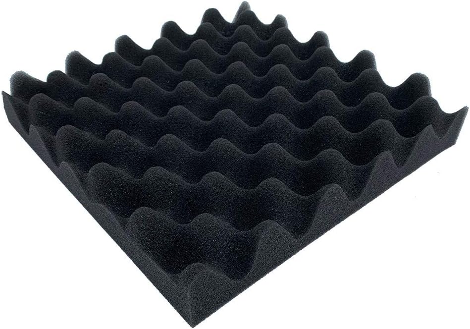 Heligen Acoustic Foam Panel Sound Stop Absorption Sponge Studio KTV Soundproof Sponge Wall StickerStick-up with Spray Glue or Double-sided Adhesive Paste Egg Trough 25x25x4cm (Black)