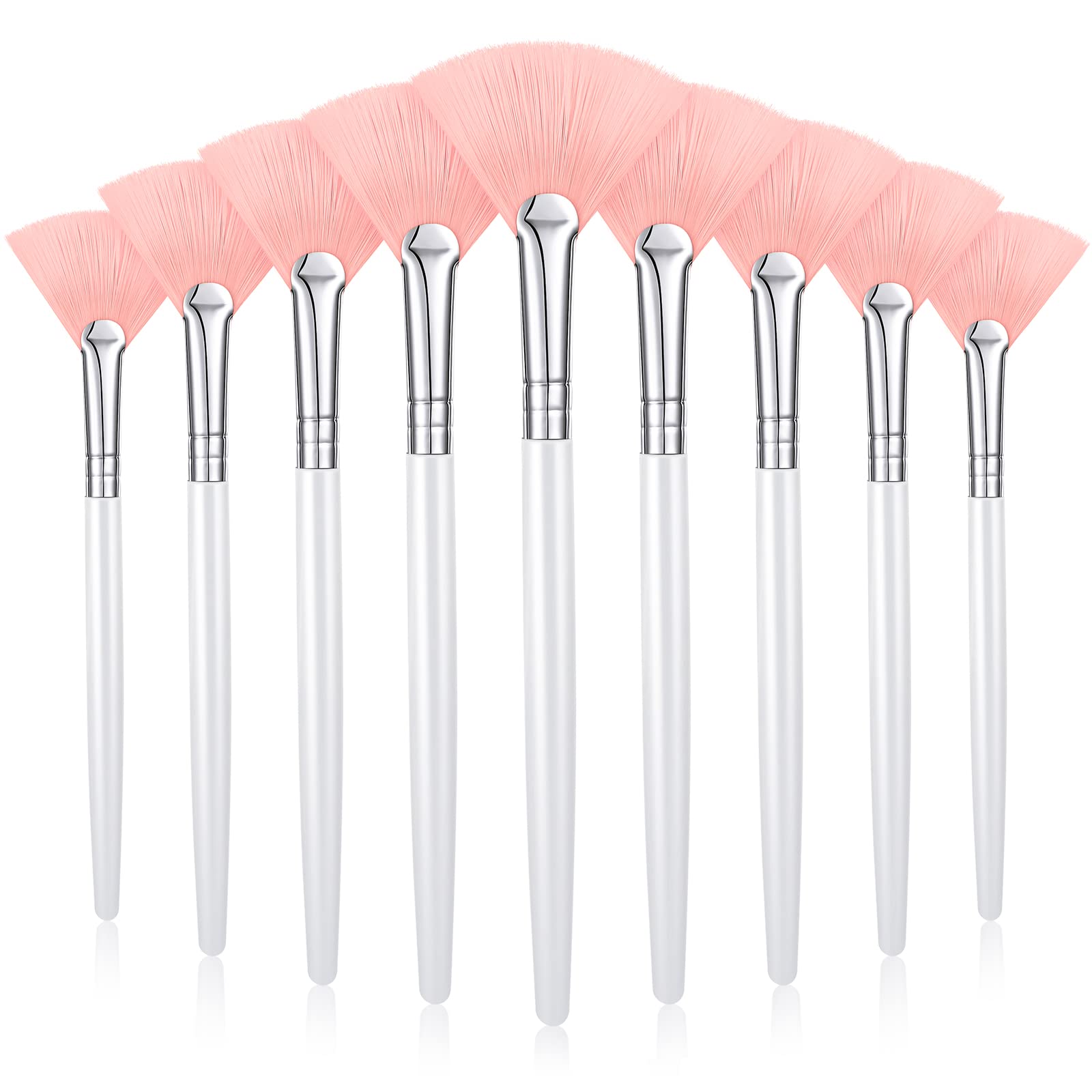 Photo 1 of 9 Pieces Facial Fan Mask Brushes, Soft Facial Applicator Brushes Tools for Peel Glycolic Makeup for Mud Cream(Pink, White)