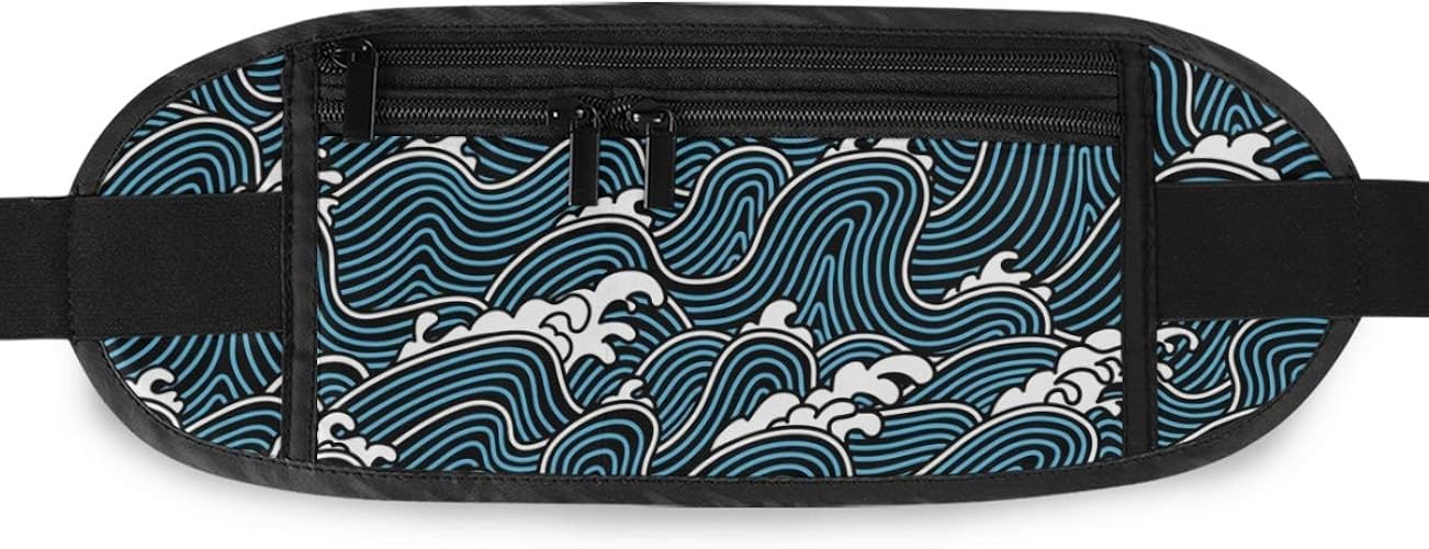 Amazon Co Jp マキク Makiku セキュリティポーチ 和風 海 ブルー ランニングポーチ ウエストバッグ 薄型 軽量 パスポートケース 旅行便利グッズ メンズ レディース兼用 シューズ バッグ