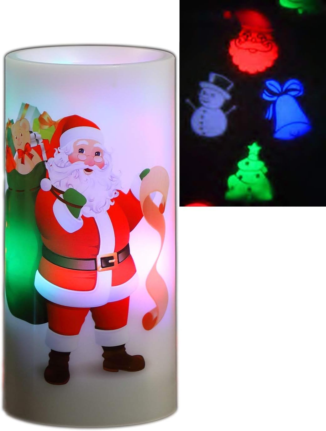 Noma Santa Candle Ceiling Projector Bedside Christmas Light Battery