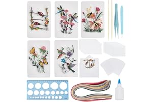 WEBEEDY 20 Sets Paper Quilling Kit for Adults Beginners,Spring Animal Flower Greeting Cards Making Kit with Instruction Tutorial,Handmade Bee Butterfly Dragonfly Quilling Card for Friends Families