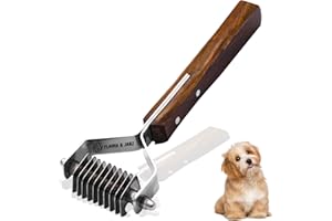 Flamia & Jabz Undercoat Rake for Dogs & Cats, Dematting Grooming Stripper Tool (10 Blades)
