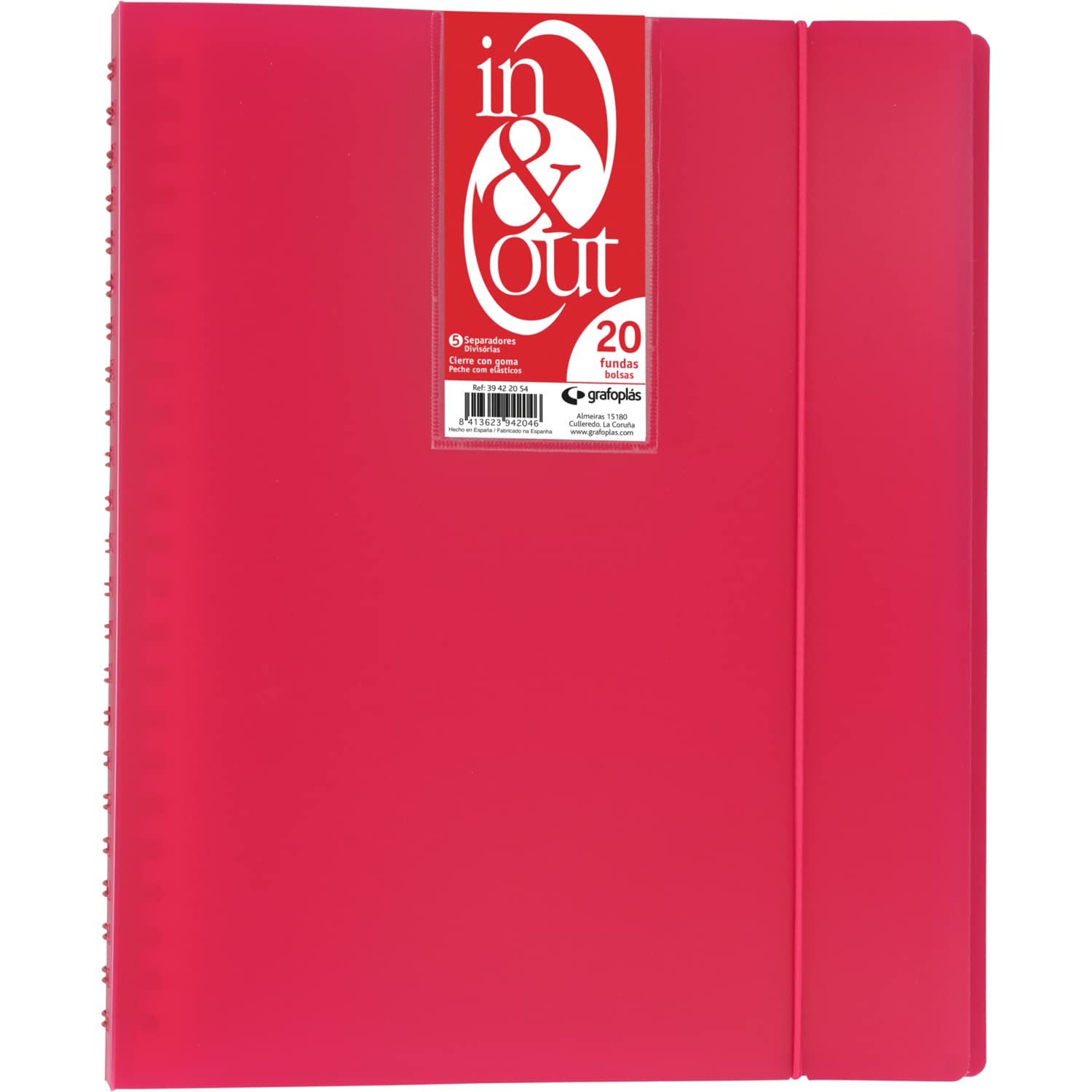 grafoplas 39422054 – Folder, 20 Pockets, in & Out System, A4, Fuchsia