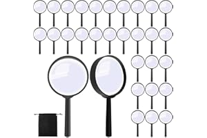Elcoho 48 Pack Handheld Magnifier Plastic Magnifying Glass for Reading Jewelry Home Office Desk Accessories with Storage Bag
