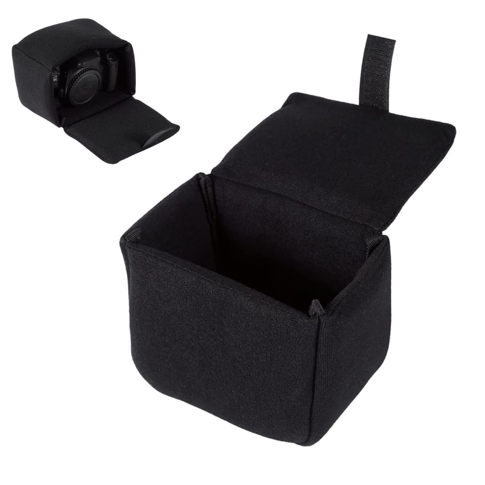 Dioche DSLR Camera Insert Bag, Velvet Inner Case with Shockproof Protection, Compact Camera Bag Insert for Backpack or Laptop Bag (Black)