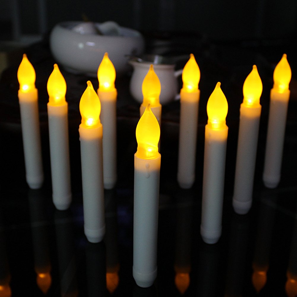 Flameless Candles, PINSV Set of 12 LED Taper Candles, Warm