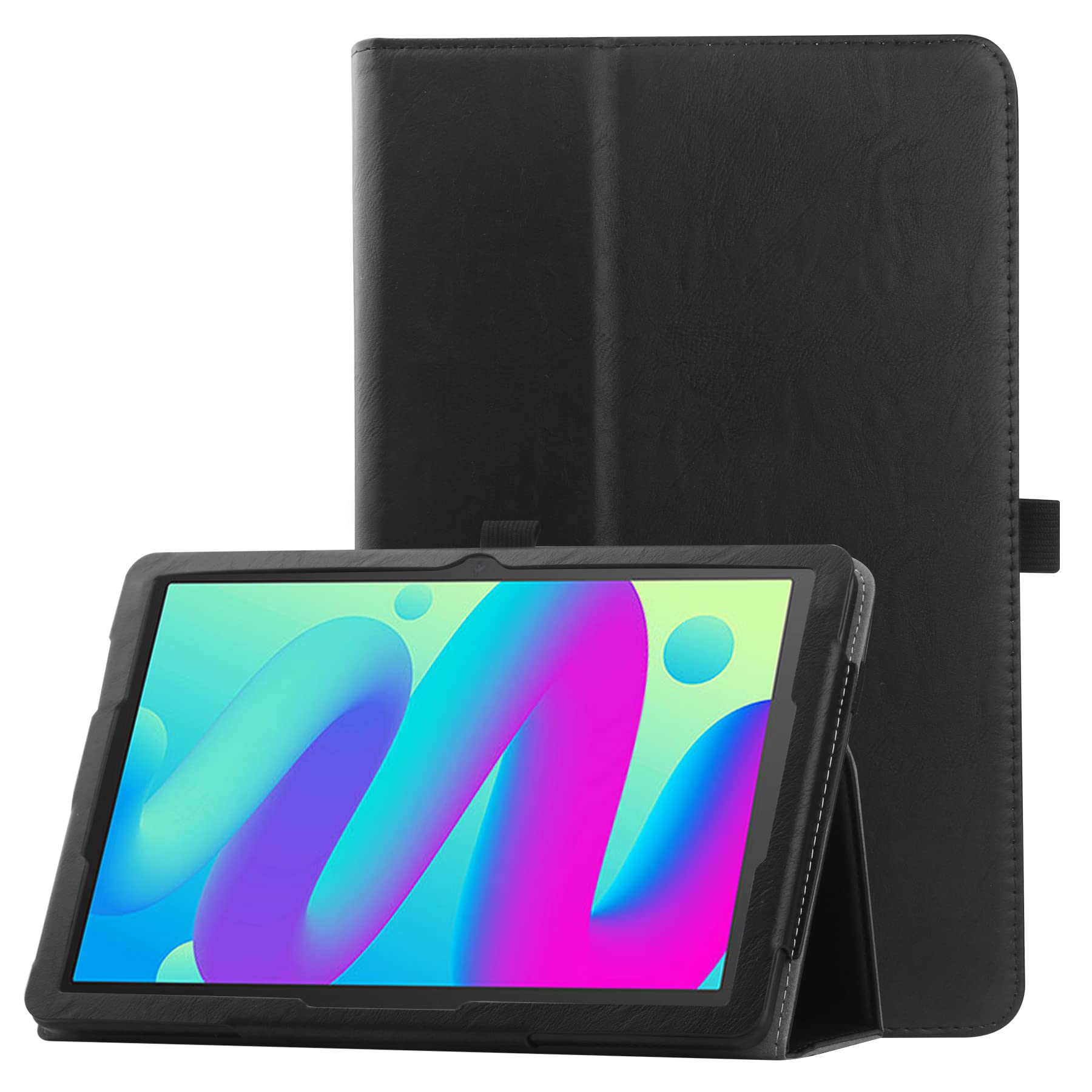 VOVIPO PU Leather Stand Folio Protective Cover with Handstrap For TCL Tab 10L 10.1