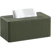 Cretkhp PU Leather Tissue Box Cover Rectangle Tissue Box Holder Rectangular | Magnetic Bottom, Decorative Modern Design, Aesthetic Stripes, For Bathroom, For 120(3-Ply)/160(3-Ply) Tissue Box