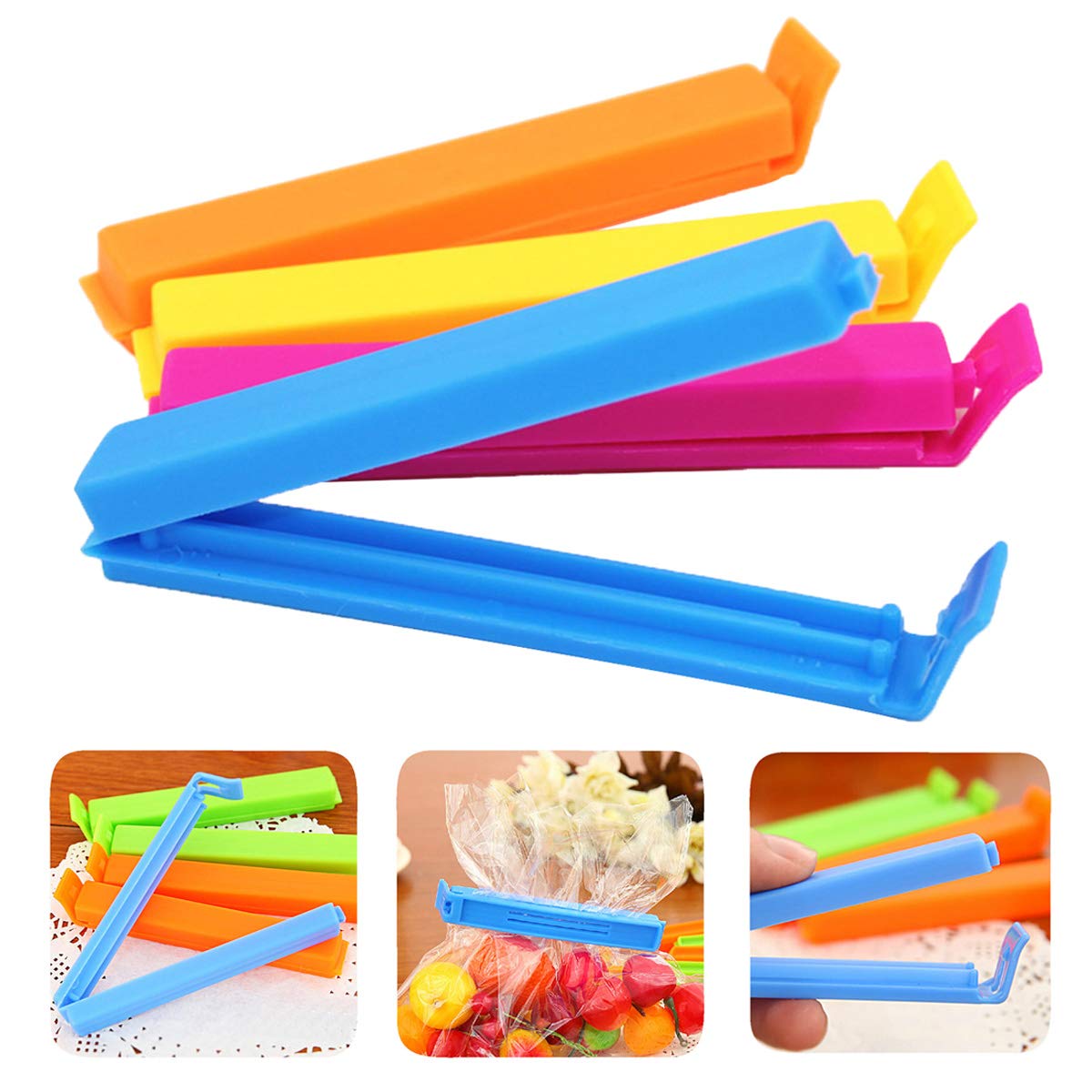 TheStriven Snacks Plastic Bag Clips Clamp Closure Sealing Clips For Kitchen Oat Potato Chip Seed Bags Multi-Colour Random 30pcs