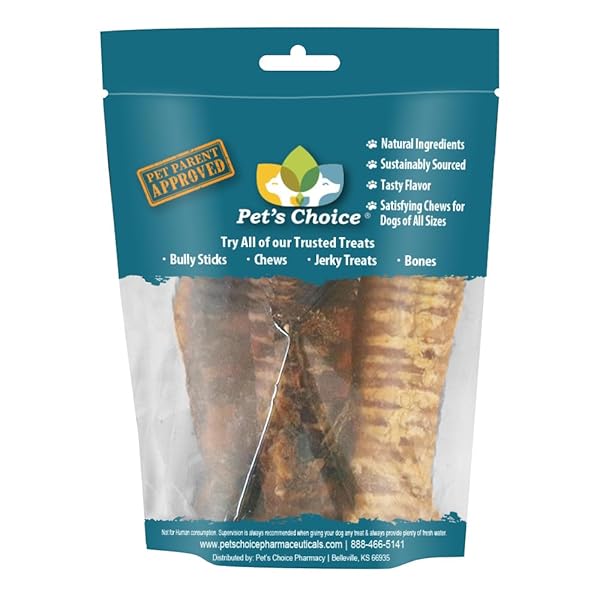 PET’S CHOICE DOG TREATS, BEEF TRACHEA, ALL NATURAL, 4 COUNT, (BF-TRACHEA)