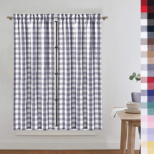 Amazon Com Caromio Cafe Curtains 45 Inch Length Buffalo Plaid
