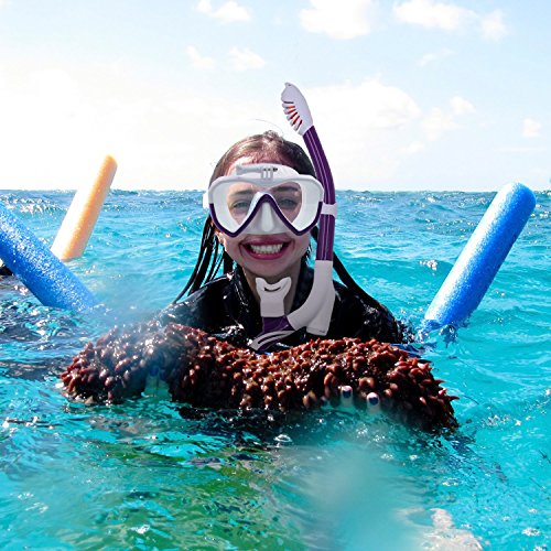 Startostar Snorkel Set, Camera Mount Panoramic View Diving mask, Innovative Air-Water Separated Channel & Anti-Fog Tempered Glass Lens with Gopro Adapter, Adjustable Straps & Silicone Mouthpiece - Thumbnail 7
