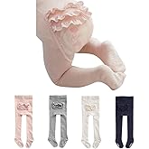 Sywwlov 4 Pairs Baby Girls Ruffle Bottom Tights Toddler Anti Slip Knit Warm Cotton Legging Stocking Pants