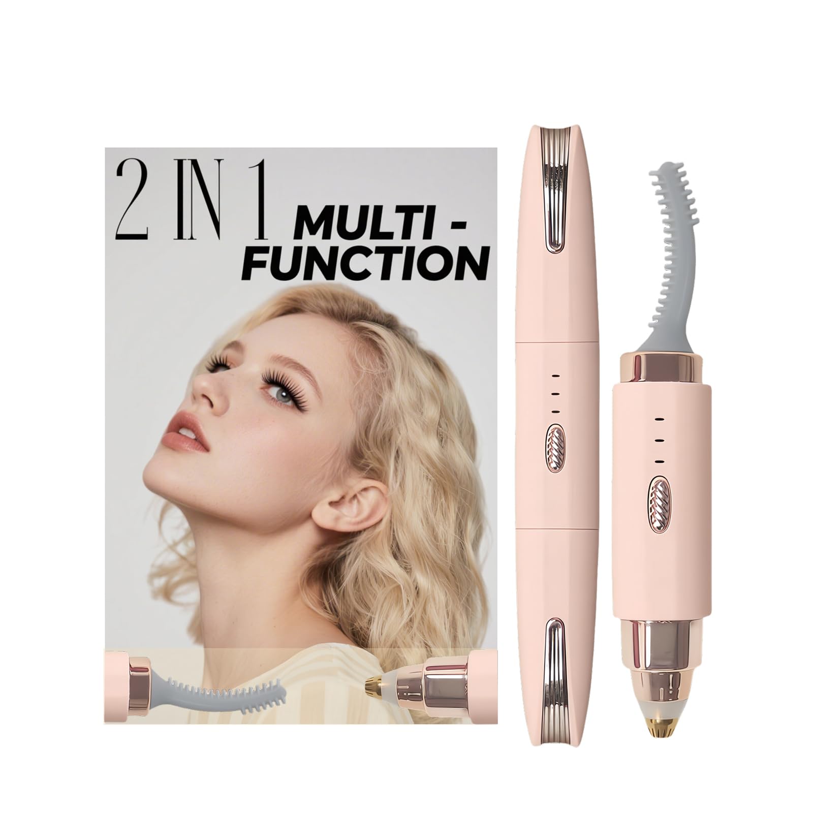 Photo 1 of 2025 Upgraded Heated Eyelash Curler - 2-in-1 USB Rechargeable Electric Eyelash Curler & Eyebrow Trimmer, Fast Heating in 6s, Anti-Burn Design, 24H Long-Lasting Effect, Gift for Women (Pink)