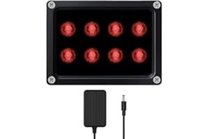 WEILAILIFE 【8 LED Waterproof 】 IR Illuminator 90 Degree Wide Angle Long Range Infrared Light, 100ft 850nm IR Flood Lights with Power Adapter for Night Vision CCTV & IP Security Camera