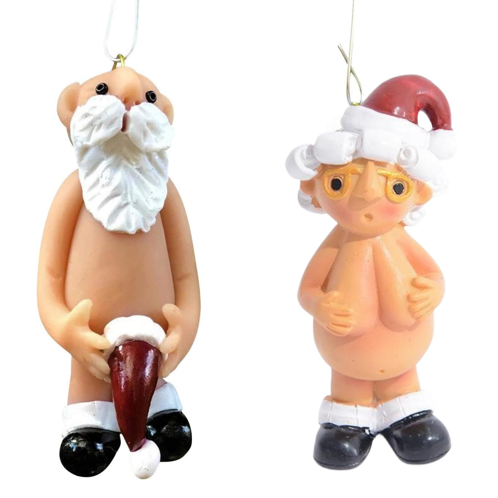 Christmas decorations,Novel and naughty naked Santa Claus,rude funny, 8CM Stocking Cap Santa Ornament,secret santa gifts (Large)