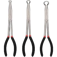 CASOMAN 3Pcs 11" Hose Gripper Plier Set, Black & Red, 5/16-Inch, 1/2-Inch, 3/4-Inch Dia, Offset Spark Plug Boot Removal Plier