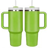 GOTOYZONE 40oz Stainless Steel Tumbler with Handle and Straw, Funny Christmas Mug Holiday Gift (Green1)