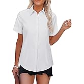 siliteelon Button Down Shirts for Women Short Sleeve Dress Shirt Collared Blouse Wrinkle Free Work Casual Business Top
