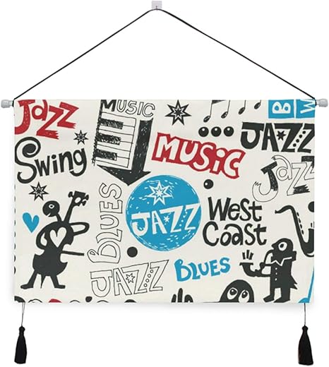 Amazon Co Jp Niesikkla タペストリー ジャズ落書きミックス 壁掛け おしゃれ インテリア モダン ポスター 絵画などに適用 ウォールアート モダン 装飾アート 多機能 個性プレゼント ホーム キッチン