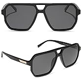 DIFF Cameron Oversized Navigator Sunglasses for Women | 100% UV Polarized Protection | Solid Frames