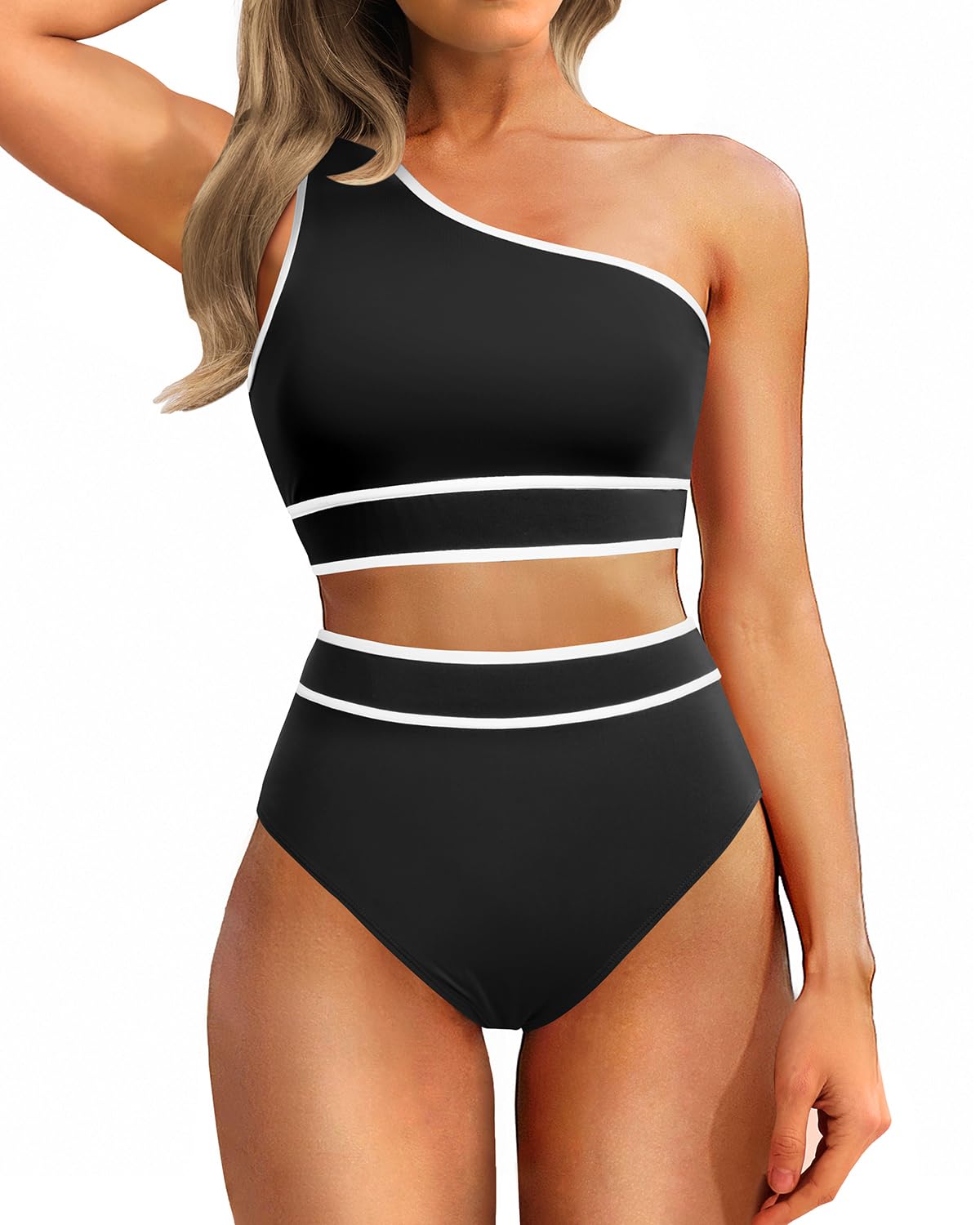 Eytino Womens Bikini Swimsuits One Shoulder Bikini Sets High Waisted Bathing Suits For Women Two Piece Swimsuits