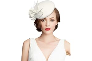 Z&X Vintage 1920s Wool Felt Flower Fascinator Pillbox Hat British Wedding Church Derby Hats for Women Winter Fedoras
