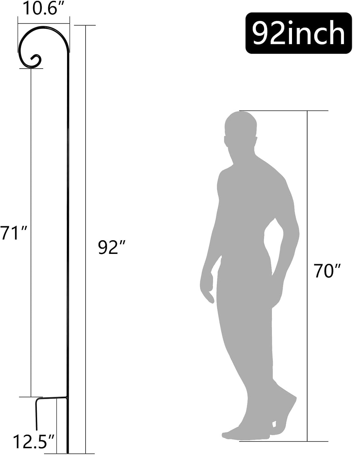 outdoor shepherds hook on Feed Garden Shepherds Hook 92inch Heavy Thickened Iron Shepherd Hooks For Hanging Outdoor Aisle Solar Light Garden Utensils Wind Chimes Weddings Black 2 Pack Patio Lawn Garden Outdoor Decor Plutusias Com