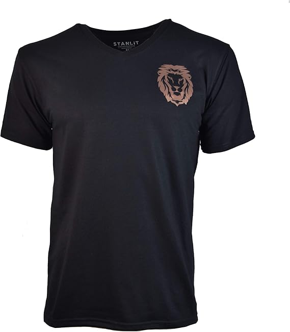 STANLIT Playera Negra con Diseño de León Cuello V para Hombre, Tela 50% Algodón/50% Poliéster, Manga Corta.: Amazon.com.mx: Ropa, Zapatos y Accesorios