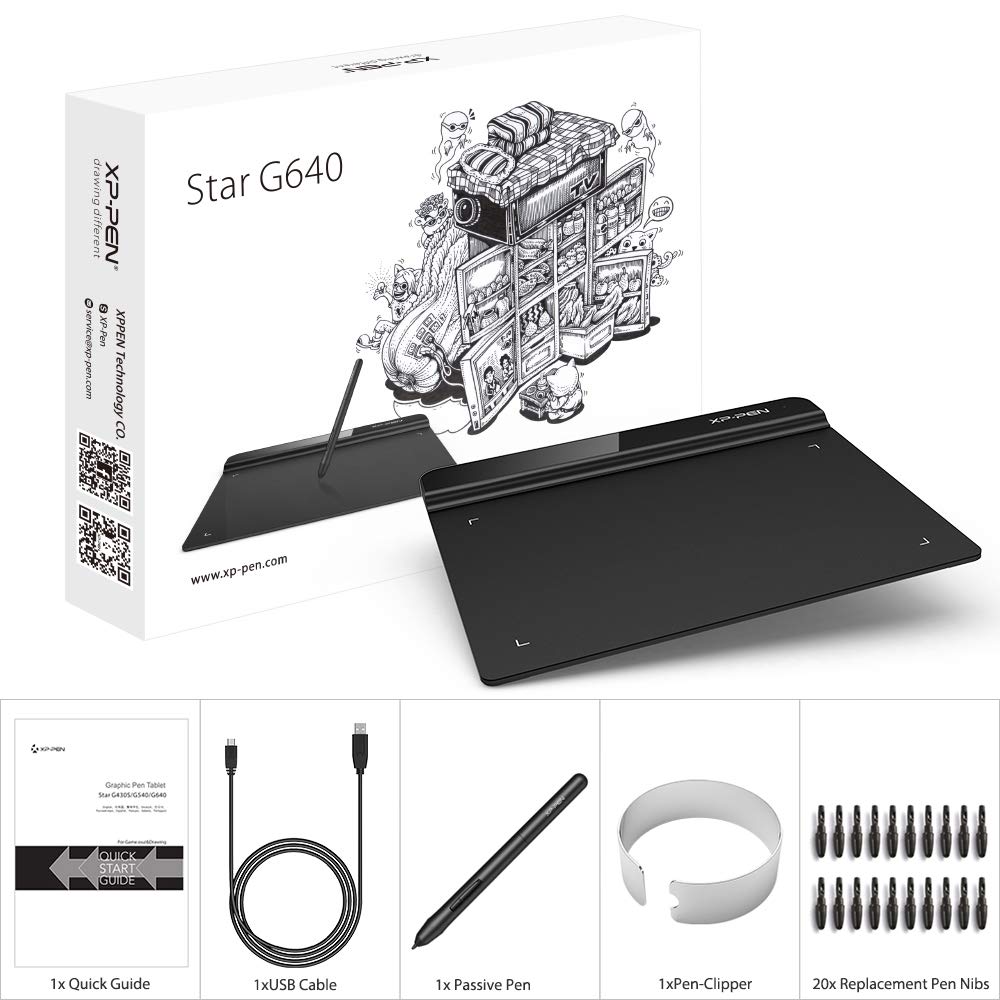 Drawing Tablet XPPen StarG640 Digital Graphic Tablet 6x4 Inch Art Tablet with Battery-Free Stylus Pen Tablet for Mac, Windows and Chromebook (Drawing/E-Learning/Remote-Working)