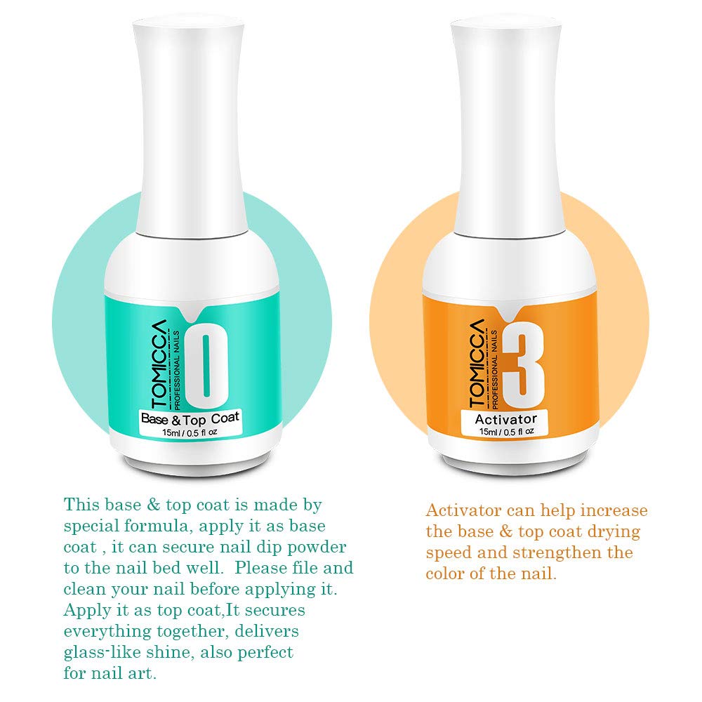 2 in 1 Top & Base Coat, Activator for Dip Powder System, 0.5 oz/ Bottle Dry Fast Easy to Apply No need UV/LED Cured : Beauty