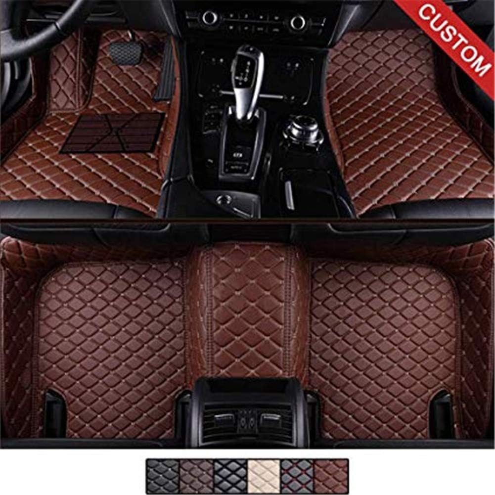 YANGcar Custom Car Floor Mats for Mercedes-Benz C Class W205 Sedan 2014-2019, Laser Measured Faux Leather All Weather Full Coverage Waterproof Carpets XPE Car Liner (Brown)