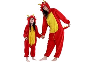 MICHLEY Unisex Halloween Animal Cosplay Costume, Zipper Hooded One Piece Pajamas for Men and Women