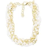 Martha Stewart Five Strand Pearl and Chain Twisted Necklace In Gold For Women