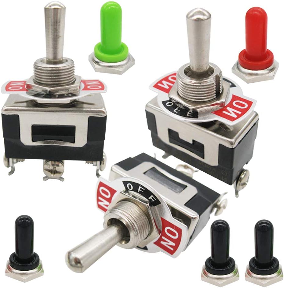 mxuteuk 3pcs Heavy Duty Rocker Toggle Switch 15A 250V SPDT ON/OFF/ON 3 Terminal 3 Position + 5pcs Metal Knob Cover Cap Waterproof - Image 5