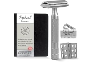 Rockwell Razors 6S Matte Stainless Steel Safety Razor. Adjustable Single Blade Razor With 6 Shave Settings and 5 Recyclable Blades. Custom Shaves For Men and Women. Reduces Razor Burn and Irritation.