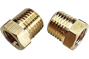 Quirkmyn 2 Pcs Brass Bushing 3/8" Male to 1/8" Female, 3/8" to 1/8" NPT Adapter Hex Reducing Pipe Adapter Fitting Fitting Pipe Hose Tube Adapter Convert