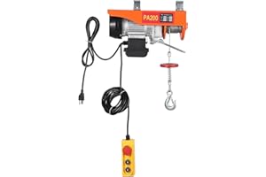 EUKER 440 Lbs Electric Hoist, 460W 110V Electric Steel Wire Winch, 6.5 FT Double Slings Engine Lift Electric Hoist Crane for Garage Warehouses Factories