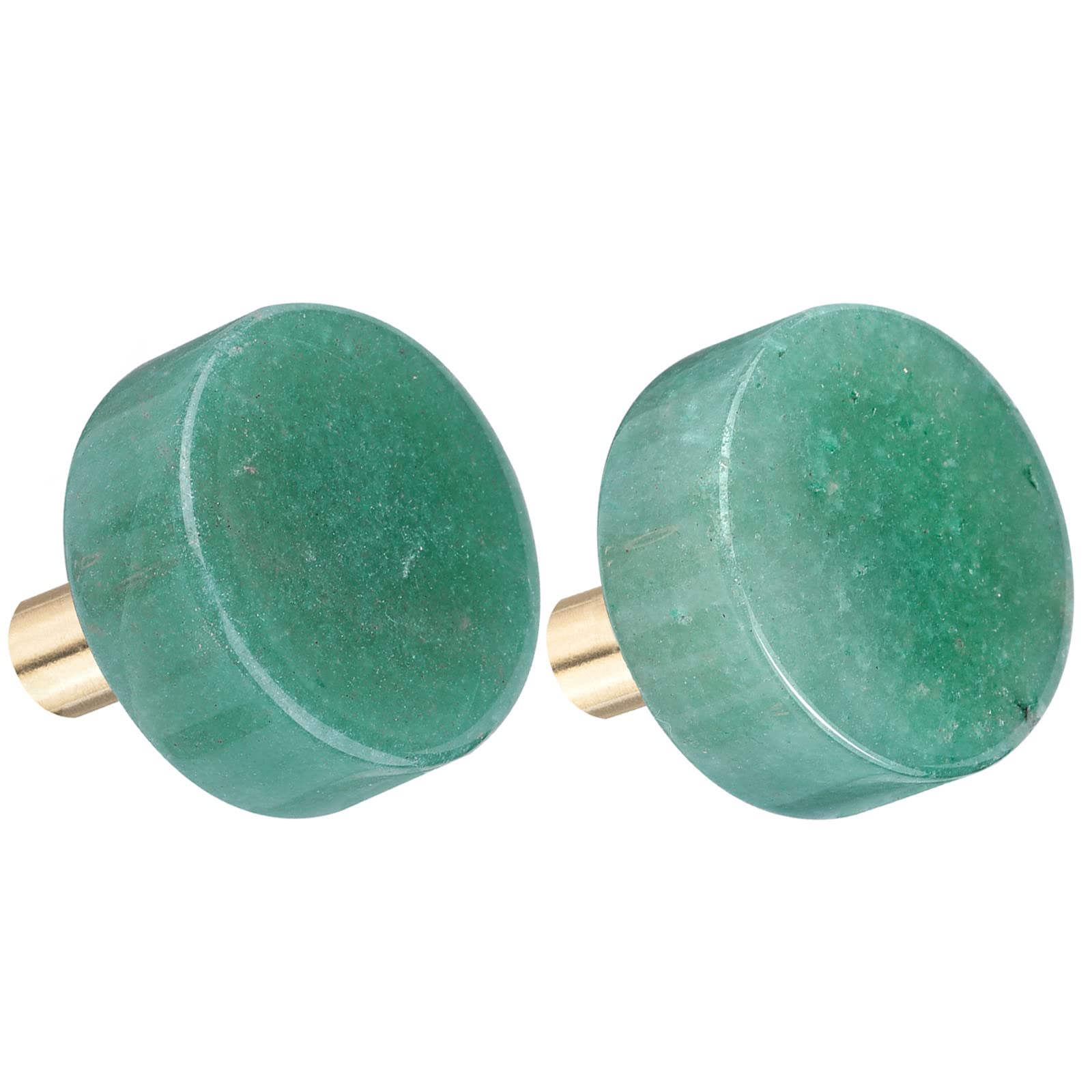 Nupuyai 2pcs Green Aventurine Round Crystal Stone Drawer Knobs Set, Energy Healing Stone Cabinet Pulls Handle for Dresser Home Office