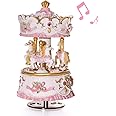 Mr.Winder Musical Carousel Music Box Gift - 3-Horse Classic Decor Castle in The Sky | Best Christmas Valentine's Day Birthday Gifts for Wife, Girls, Women, Kids, Girlfriend, Babies Romantic Girly Art