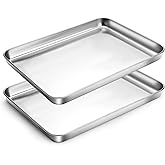 2 Packs Stainless Steel Baking Sheet 12.4 x 9.4 x 0.9 In, Nonstick Cookie Sheet Tray, Silver Rectangle Baking Pans Set for Oven Cooking Kitchen Barbecue Grill Cake Food Prep (2 Packs)